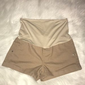 Tan maternity shorts